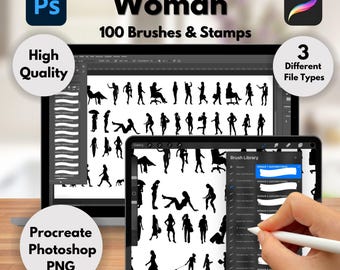 100 pinceles de Photoshop y Procreate de mujer, pinceles de Procreate de mujer, pinceles de Photoshop de mujer, pinceles, PNG