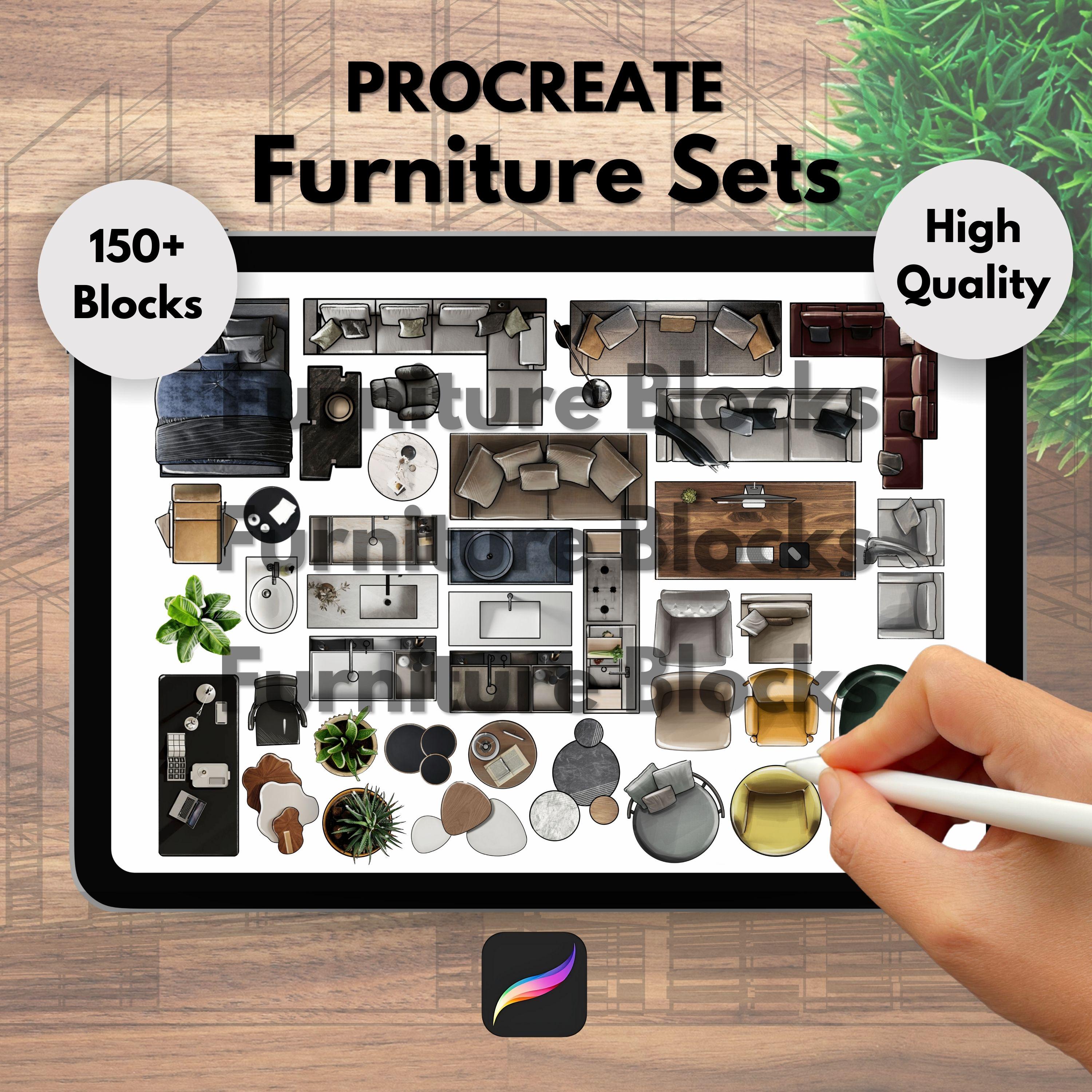 Procreate Furniture Pack, Interior Furniture Blocks, Furniture Blocks ...