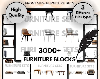 3000+ Furniture Front View Bundle, Furniture Front Views, Furniture Elevation Views, Elevation Views, PNG, PDF, JPEG, Digital Product