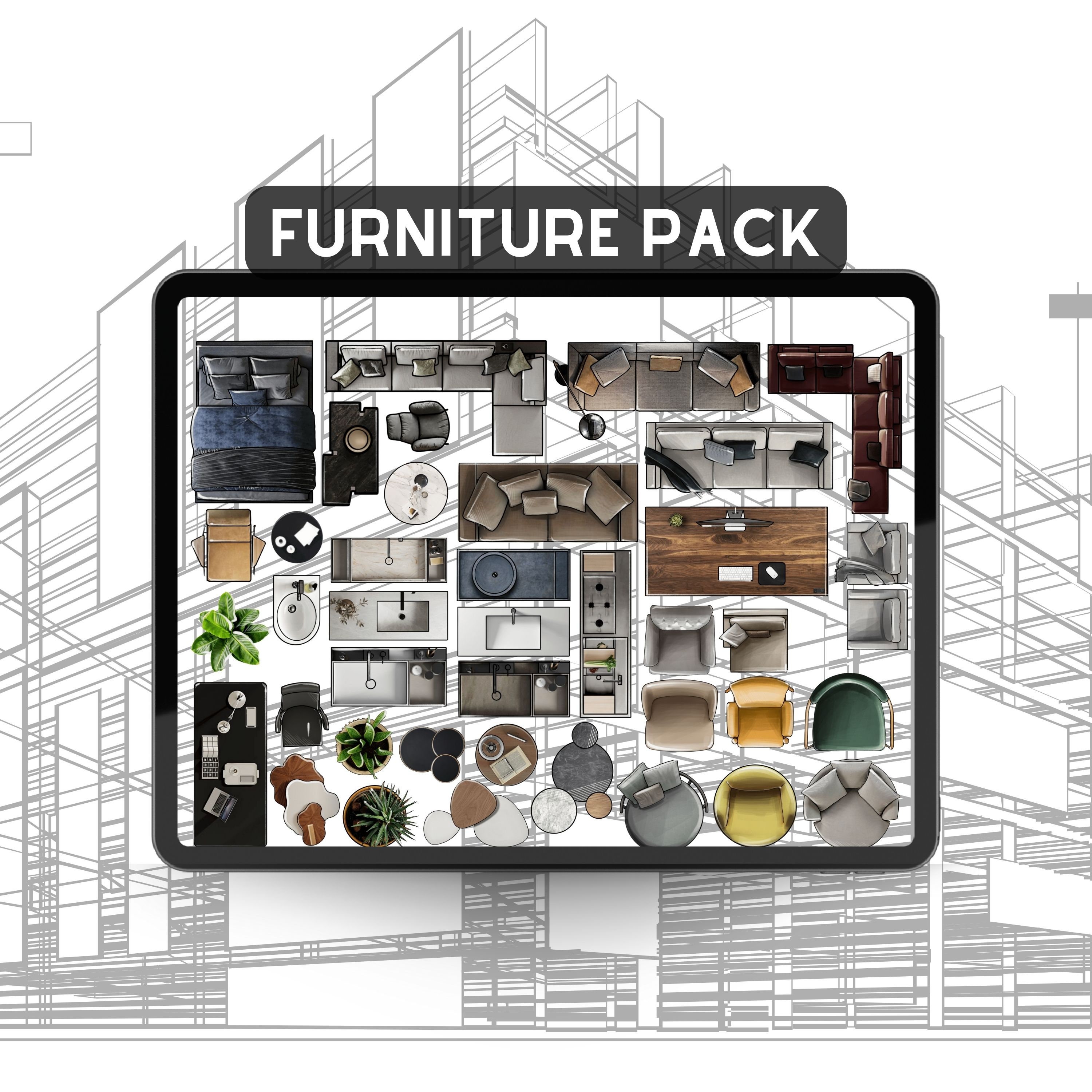 Procreate Furniture Pack Interior Furniture Blocks Furniture Etsy