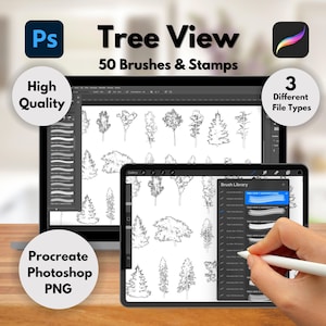 50 Tree View Photoshop-Procreate Brushes, Tree View Procreate Brushes, Tree View Photoshop Brushes, Brushes, PNG