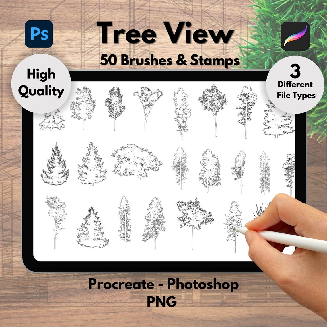 50 Tree View Photoshop-procreate Brushes, Tree View Procreate Brushes ...