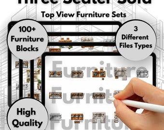 100+ Three Seater Sofa Plan View Set, Modern Classic Couch Designs, Architecture Interior Design, Top View, PNG PDF JPEG, Digital Product