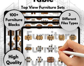 100+ Table Plan View Set, Modern Classic Table Designs, Architecture Interior Design, Top View Furniture, PNG PDF JPEG, Digital Product