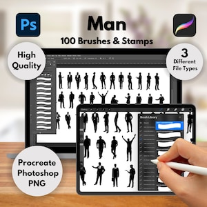 100 Man Photoshop-Procreate Brushes, Man Procreate Brushes, Man Photoshop Brushes, Brushes, PNG