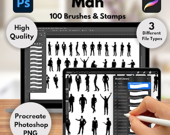 100 Man Photoshop-Procreate Brushes, Man Procreate Brushes, Man Photoshop Brushes, Brushes, PNG
