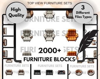 MODERN - 2000+ Furniture Top View Bundle, Contemporary Furniture Designs, Architecture Interior Design, Plan View, Digital