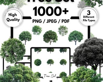 1000+ Tree Bundle, Tree PNG Set, Top View Architectural Landscape Set, Digital