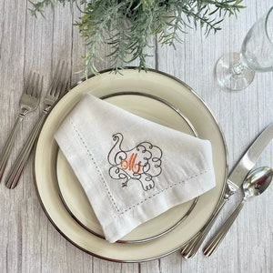 Thanksgiving Embroidered Napkins | Set of 6 Linen Napkins | Custom Fall Dinner Napkins | Fall Decor for Thanksgiving Table | Thanksgiving