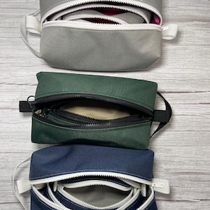 Handmade Heavy Duty Zip Pouch Set of 3, Nesting Canvas Bags for Makeup, Travel, Tools, Durable Organizer Pouches | Handmade in Texas