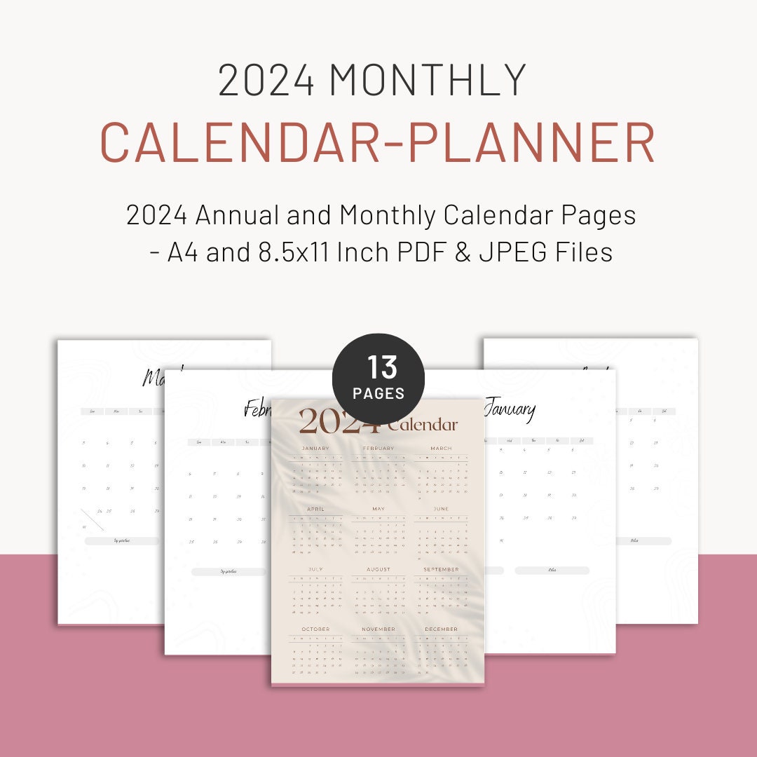 2024 Calendar 2024 Planner 2024 Desk Calendar Digital - Etsy Australia