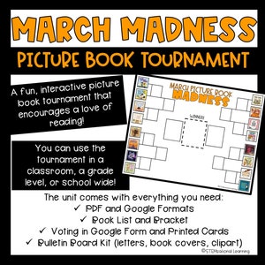 2025 March Madness Reading Challenge Picture Book Tournament Bracket Bulletin Board Kit