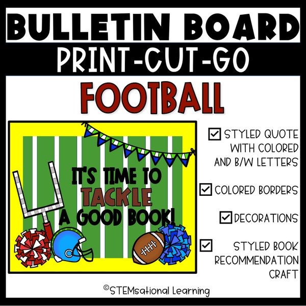 Football Bulletin Board Kit Reading and Library | Classroom Door Decor