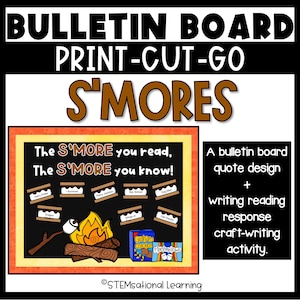 Sommer Back to School Camping S&#39;mores Theme Lesebibliothek Bulletin Board Kit, Türdekor und Fluranzeige | Klassenzimmer Dekor