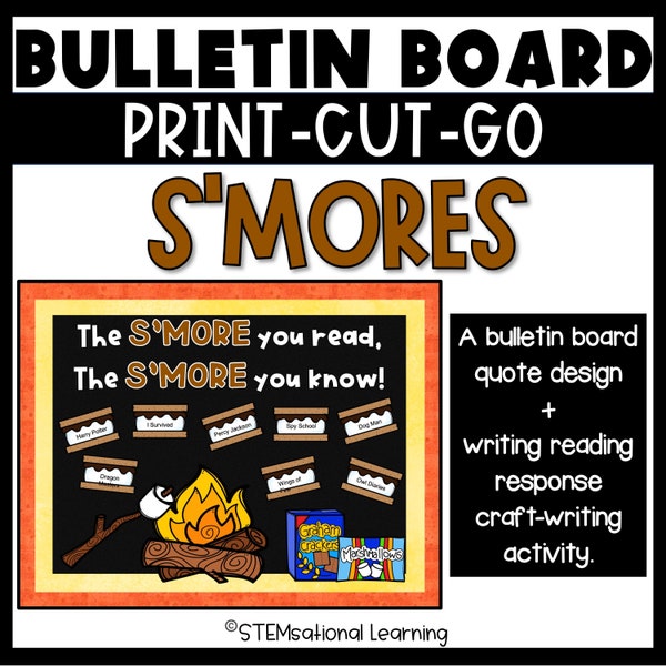 Spring Camping S'mores Theme Reading Library Bulletin Board Kit , Door Decor, and Hallway Display | Classroom Decor