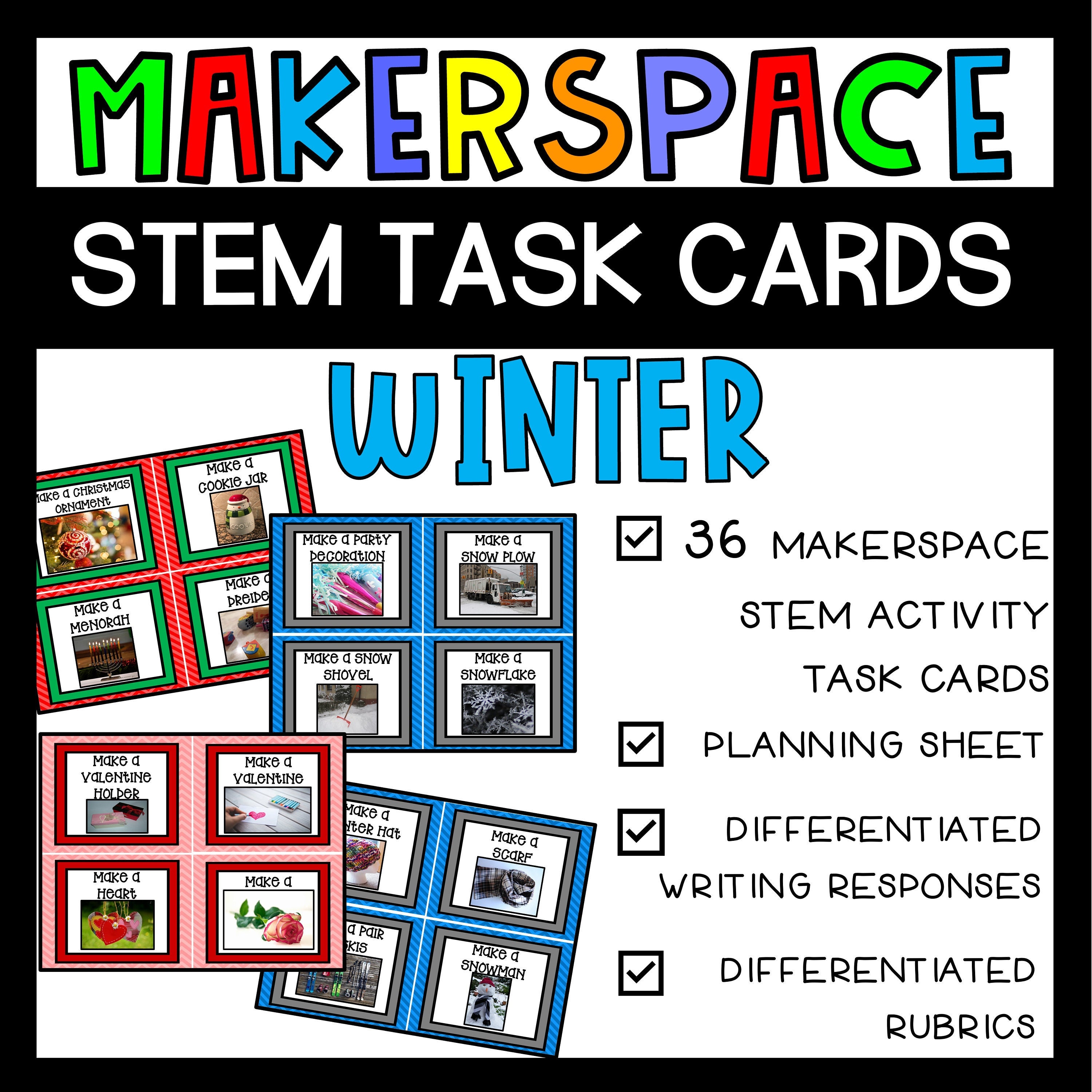 Winter January STEM Makerspace Task Card Activities STEM Challenge - Etsy