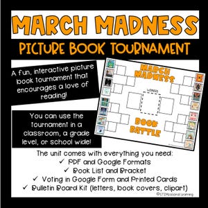 2026 March Madness Reading Challenge Picture Book Tournament Bracket Bulletin Board Kit