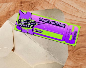 Billet numérique pour festival, pass festival, bon d'échange - Design « Techno »