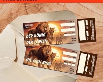 Billet numérique, carte numérique, bon d'échange pour la comédie musicale Le Roi Lion