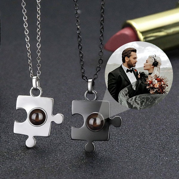 Projection Necklace Projection Photo Necklace Picture Necklace Puzzle Couples Necklace Photo Memorial Necklace Valentines Day Gift for Her