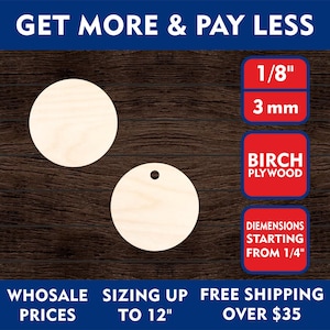 Choose Size and Qty .25&quot; to 12&quot; | Unfinished Wooden Circle Shape | DIY Craft | Supplies Making Rustic Decor