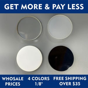 Clear Acrylic Circle Craft Blanks – 1/8&quot; Thickness, Plexiglass Shapes for DIY Projects 10 / 25 / 50 / 100 Pieces
