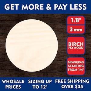 Choose Size and Qty .25&quot; to 12&quot; | Unfinished Wooden Circle Shape | DIY Craft | Supplies Making Rustic Decor