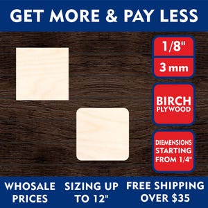 50/100/250/500 en bois brut, forme carrée, bricolage, tailles, 1/4, 3/8, 1/2, 5/8, 3/4, 7/8, 1, 1-1/4, 1- 1/2, 1-5/8, 1-3/4, 2 pouces