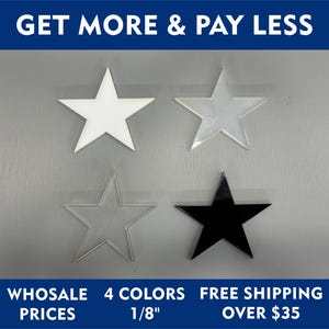 Clear Acrylic Star Craft Blanks – 1/8&quot; Thickness, Plexiglass Shapes for DIY Projects 10 / 25 / 50 / 100 Pieces