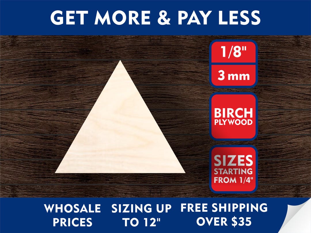 50 / 100 / 250 / 500 Unfinished Wood Triangle Shape DIY Craft Blank ...