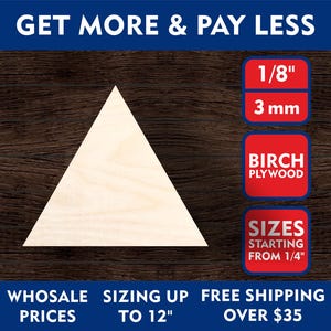 Choose Size and Qty .25&quot; to 12&quot; | Unfinished Wooden Triangle Shape | DIY Craft | Supplies Making Rustic Decor