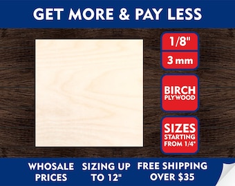 Choose Size and Qty .25" to 12" | Unfinished Wooden Square Shape | DIY Craft | Supplies Making Rustic Decor