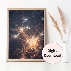 Neuroscience art, printable wall art, neurons, brain art, psychology, neurology, digital download, doctor, graduation gift, office decor