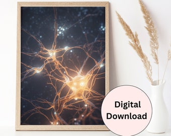 Neuroscience art, printable wall art, neurons, brain art, psychology, neurology, digital download, doctor, graduation gift, office decor