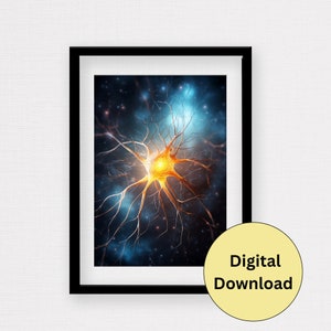 Neuroscience art, printable wall art, neurons, brain art, psychology, neurology, digital download, doctor, graduation gift, office decor