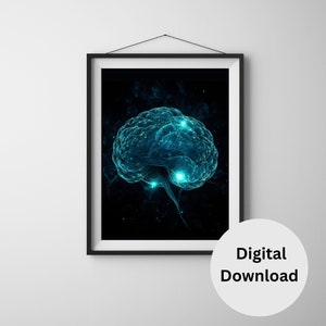 Neuroscience art, printable wall art, brain art, psychology, neurology, digital download, doctor, graduation gift, clinic office decor