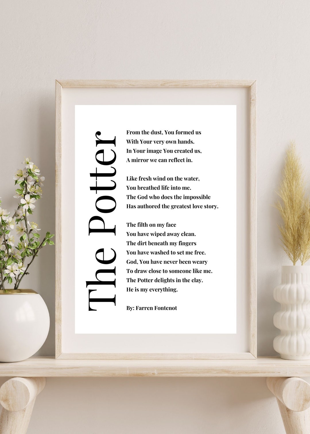 The Potter Poem White by Farren Fontenot Etsy