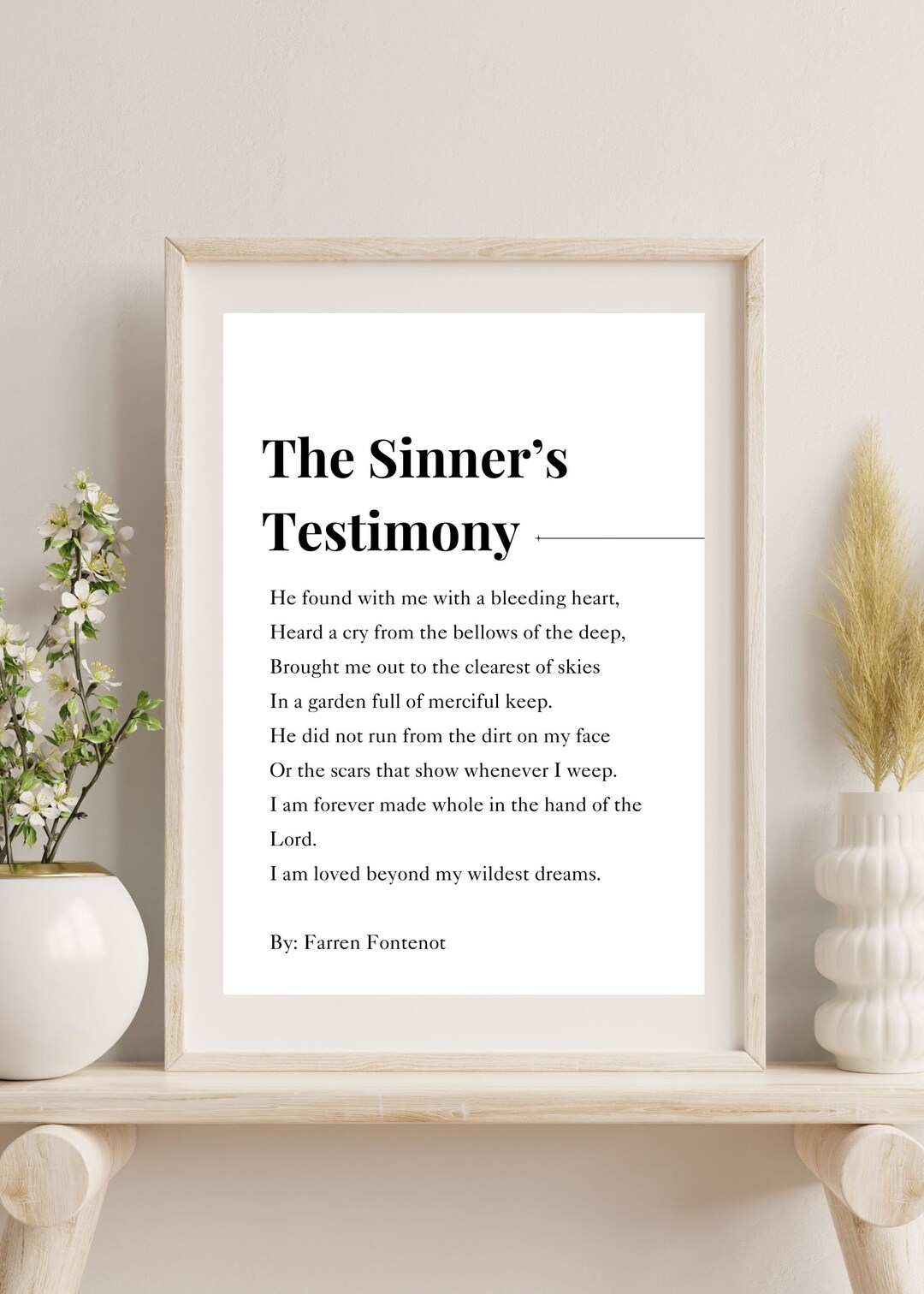 The Sinner's Testimony Poem by Farren Fontenot Etsy