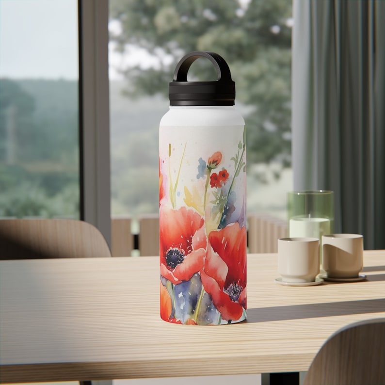 Oak808 Poppy In Bloom Water Bottle - Thumbnail 3