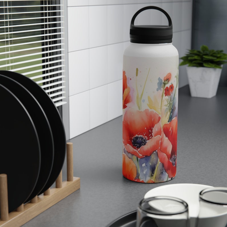 Oak808 Poppy In Bloom Water Bottle