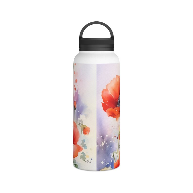 Oak808 Poppy In Bloom Water Bottle - Thumbnail 4