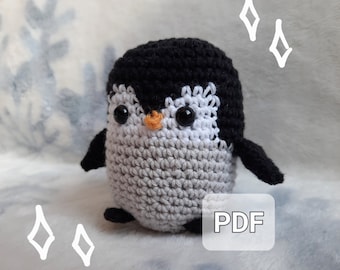 Cute crochet amigurumi baby penguin stuffed toy digital pattern PDF