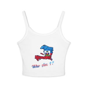 Spaghetti Strap Tank Top, Haiti Karte Design, ärmelloses Shirt für Frauen, Racerback Camisole, Karibik Grafik T-Shirt, lässiger Sommer Tank,