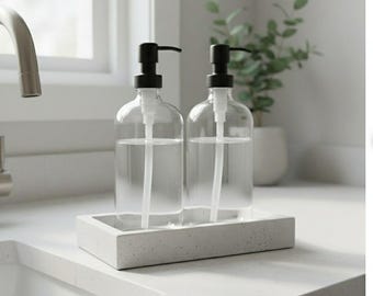 Concrete Soap Bottle Tray, Bathroom Tray, Kitchen Tray, Rectangular Tray, Lotion Tray, Vanity Tray, Soap Dish, White Soap Tray