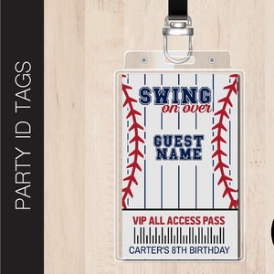 Bewerkbare ID-tag voor BASEBALL-feestje | ViP All Access-pas | ID-badge |  Naamplaatje | Gastentags | ID-kaarten | Naambadges | Corjl B265