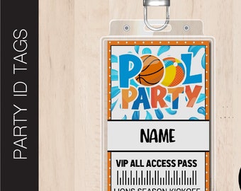 Redigerbar BASKET-fest-ID-bricka | ViP All Access Pass | ID-bricka | Namnbricka | Gästbrickor | ID-kort | Namnskyltar | Corjl S111B
