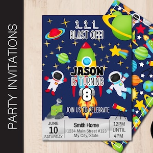 Editable OUTER SPACE Birthday Party Invitation | Outer Space Invite | Space Mission Kids Birthday Party Invite | Print or Email Corjl B254