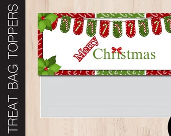 Editable CHRISTMAS Treat Bag Topper | Candy Bag | Xmas Goodie Bag | Favor Bag | Holiday Party Favor | Printable Corjl H212