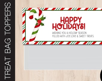 Editable CHRISTMAS Treat Bag Topper | Candy Bag | Xmas Goodie Bag | Favor Bag | Holiday Party Favor | Printable Corjl H210