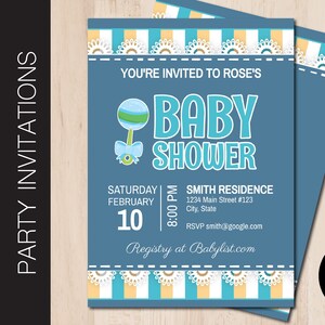 Editable BABY SHOWER Party Invitation | Baby Boy Themed | Print or Email Corjl Template 0022